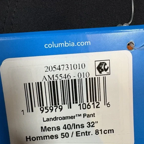 Columbia Omni-Shade Landroamer Pants Mens 40x32 Black Performance Straight Fit - Picture 5 of 14